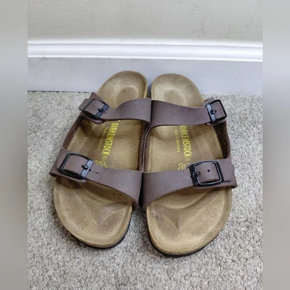 Birkenstock Women Size 37/6 Us Narrow Brown Sandals with Buckle Detail - Picture 2 of 10